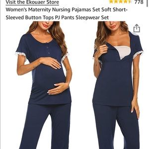 Navy blue pregnancy/nursing pajamas
